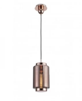 Ceiling Pendant 20cm Round, 1 x E27 (Max 40W), Copper , Rose Gold Glass