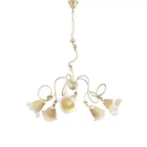 Betty 5 Light Multi Arm Pendant Ceiling Light, Ivory