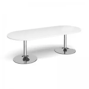 Trumpet base radial end boardroom table 2400mm x 1000mm - chrome base