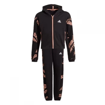 adidas Hooded Tracksuit Kids - Black / Ambient Blush