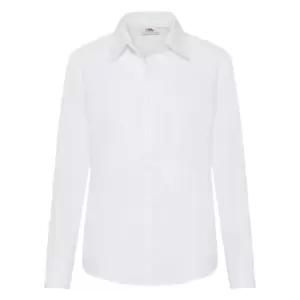 Fruit Of The Loom Ladies Lady-Fit Long Sleeve Poplin Shirt (S) (White)