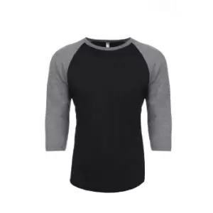 Next Level Adults Unisex Tri-Blend 3/4 Sleeve Raglan T-Shirt (XS) (Premium Heather/Vintage Black)