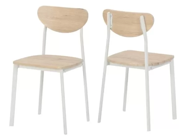 Seconique Riley Set of 2 White and Oak Dining Chairs