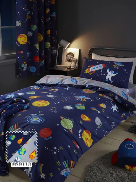 Catherine Lansfield 'Lost In Space' Duvet Cover Set Blue