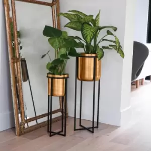 Ivyline Calla Planter Stand in Black & Antique Gold Tall