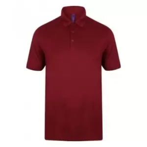 Henbury Mens Stretch Microfine Pique Polo Shirt (S) (Burgundy)