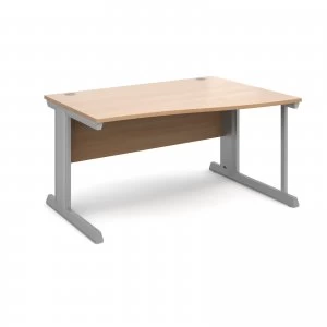 Vivo Right Hand Wave Desk 1400mm - Silver Frame Beech Top