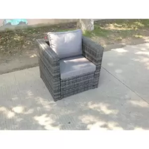 Fimous Dark Grey Rattan Single Sofa Chair Patio Outdoor with Thick Cushion