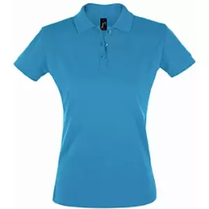 SOLS Womens/Ladies Perfect Pique Short Sleeve Polo Shirt (L) (Aqua)