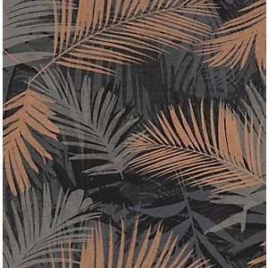 Boutique Jungle Glam Black/Gold Decorative Wallpaper - 10m