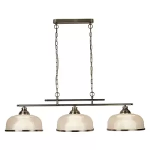 Searchlight Lighting - Searchlight Bistro - 3 Light Ceiling Pendant Bar White, Antique Brass with Glass Shades, E27