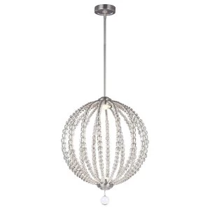 LED 2 Light Medium Spherical Ceiling Pendant Satin Nickel