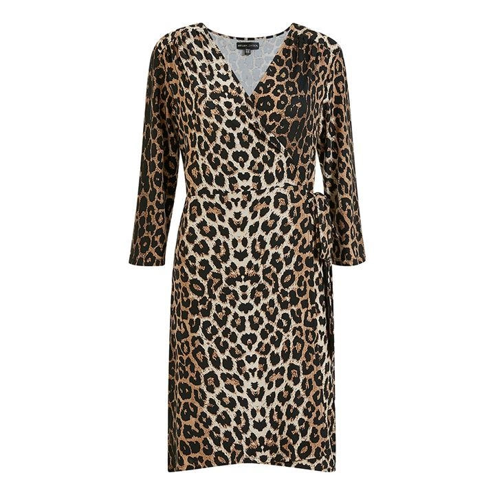 Mela London Brown Animal Print 'Charlotte' Wrap Dress - 8