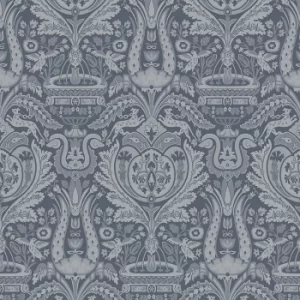 Laura Ashley Heraldic Damask Dusky Seaspray Wallpaper