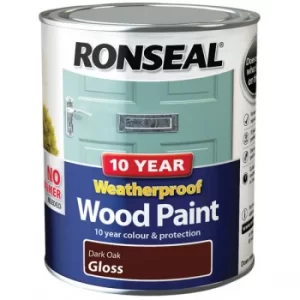 Ronseal 38774 10 Year Weatherproof Wood Paint Dark Oak Gloss 750ml