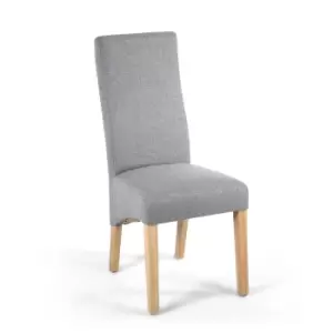 Shankar Silver Grey Linen Effect Wave Back Dining Chair