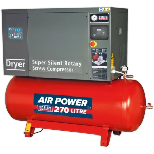 Sealey SSC12710D Low Noise Screw Air Compressor with Dryer 270 Litre 415v