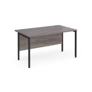 Maestro 25 straight desk 1400mm x 800mm - Black H-frame leg and grey oak top