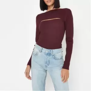 Missguided Ls Knitted Top - Red