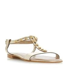 Dune Gold Leather 'Lexxa' Ankle Strap Sandals - 3