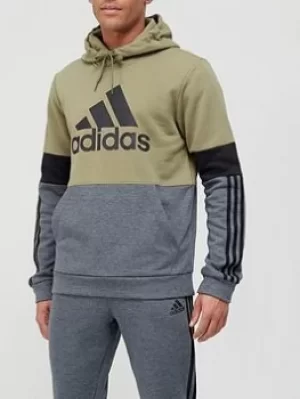 adidas Colourblock Hoodie, Khaki/Black, Size XL, Men