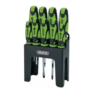 Soft Grip Screwdriver Set, Green (9 Piece) 16223 - Draper