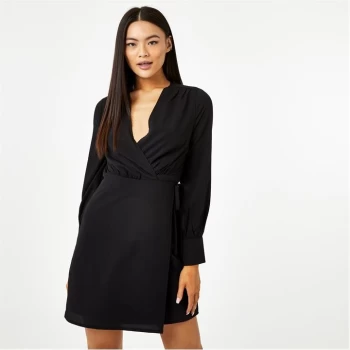 Jack Wills Tie Side Wrap Mini Dress - Black