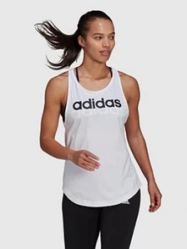 adidas Essentials Linear Tank Top - White/Black, Size XS, Women