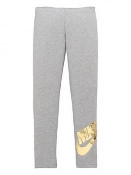 Nike Girls NSW Favorites Shine Legging - Grey Size M Women