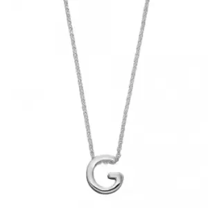 Initial G Plain Silver Initial Necklace N4434