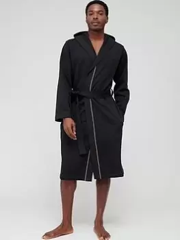 BOSS Bodywear Iconic Hooded Robe - Black Size M Men