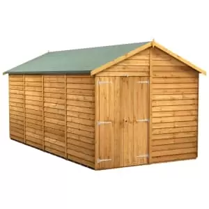 Power Sheds 16 x 8ft Double Door Apex Overlap Dip Treated Windowless Shed