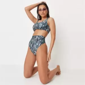 Missguided Super Hw Snake Bikini Bottoms - Blue