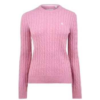 Jack Wills Tinsbury Merino Wool Cable Knitted Jumper - Pale Pink