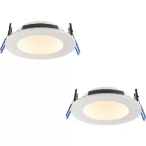 2 PACK Anti-Glare Recessed IP65 Ceiling Downlight - 12W CCT LED - Matt White