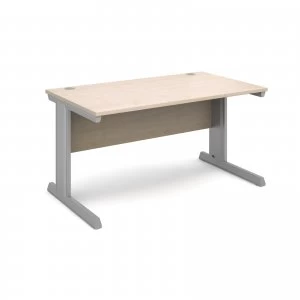 Vivo Straight Desk 1400mm x 800mm - Silver Frame Maple Top