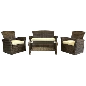 Charles Bentley Verona 4 Piece Rattan Garden Lounge Set - Brown