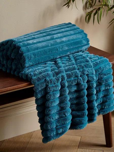 Catherine Lansfield 'Cosy Ribbed' Blanket Throw Teal