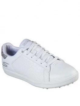 Skechers Drive Spikeless Golf Trainers, White/Silver, Size 3, Women