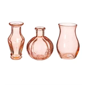 Recycled Glass Vintage Bud Vase Pale Pink (Set Of 3)