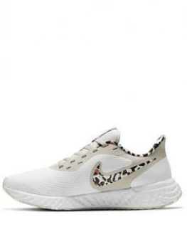 Nike Revolution 5 - White Leopard Print, White/Leopard Print, Size 5, Women