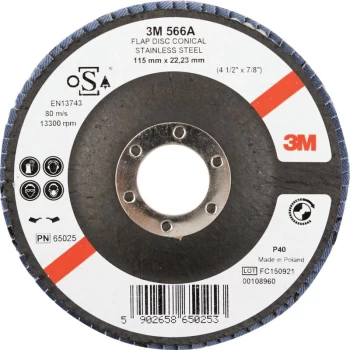 65025 566A Conical Flap Disc 115MM P40 - 3M