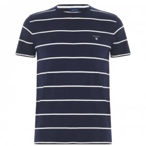 Gant Gant Short Sleeve Striped T Shirt Mens - Blue 433