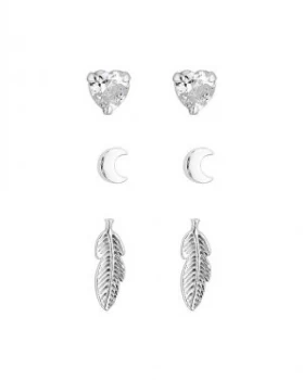 Simply Silver Leaf Stud Earrings 3 Pack