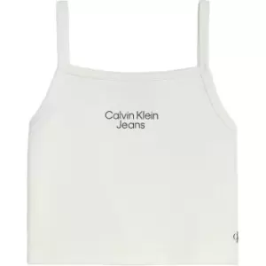 Calvin Klein Jeans Stacked Logo Punto Strap Top - White