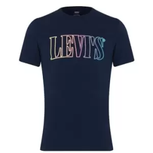 Levis Serif Gradient Logo T Shirt - Blue