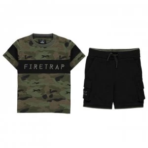 Firetrap Short Sleeve T-Shirt Set Infant Boys - Camo Pique