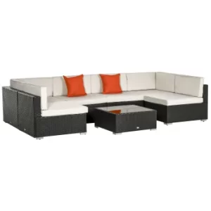 Outsunny 6-Seater Rattan Furniture Set-Dark Brown