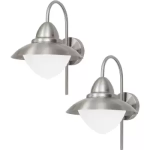 2 PACK IP44 Outdoor Wall Light Stainless Steel Opal Fisherman 60W E27 Lamp