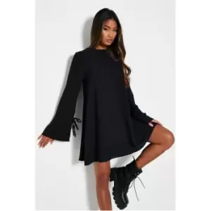 I Saw It First Woven Flared Sleeve Shift Mini Dress - Black